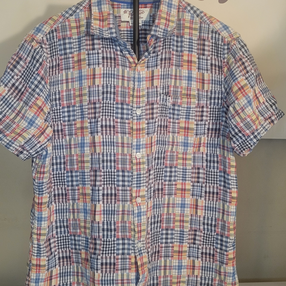 Original Penguin Blue and Red Casual Button Down Shirt